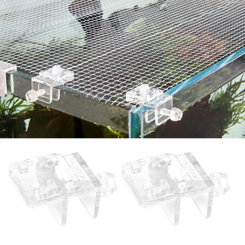 2pieces Aquarium Net Clamp Clear Mesh Netting Fish Anti-jumping Net Clamp A0KF