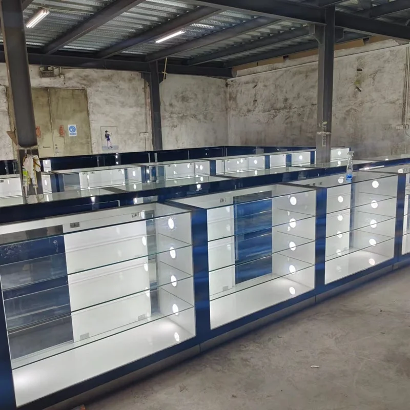 Custom. fashionable jewelry shop furniture store glass smoke display counter smoke showcase with LED light