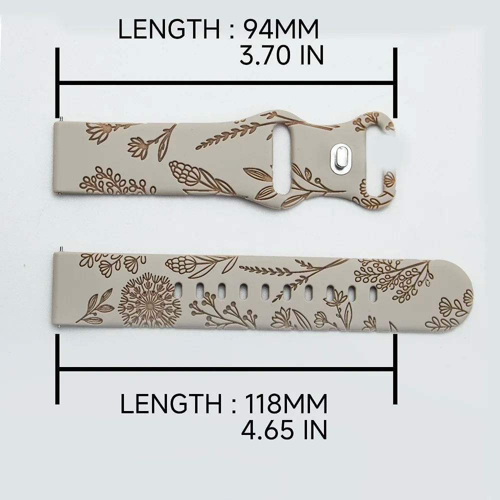 Elegant Women's Silicone Watch Strap - 20mm Band Bracelet in Various Sizes