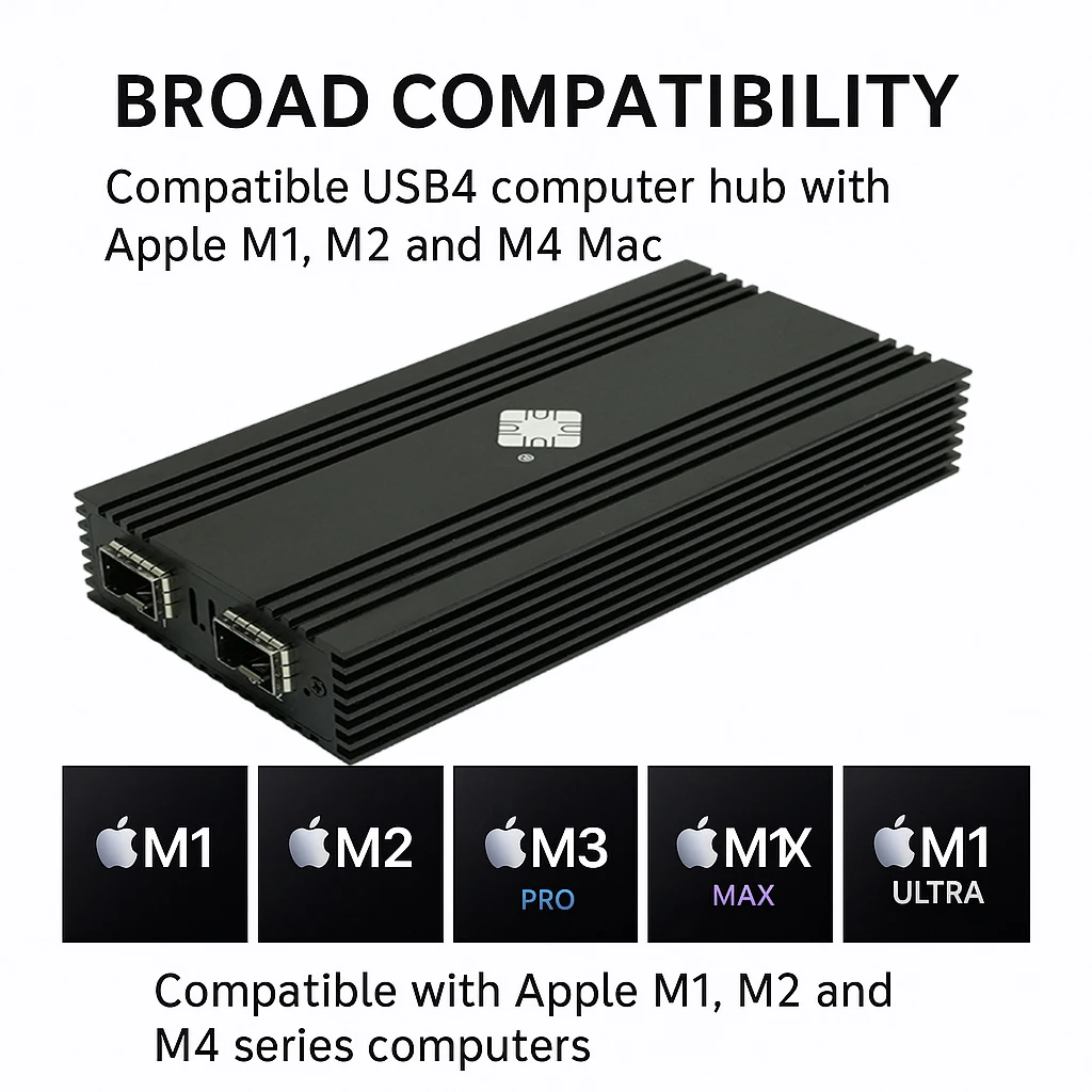 Dual Port 10G SFP+ USB4 Ethernet Network Thunderbolt 5/4/3 Compatible Intel 82599ES Chip 2 Port 10GBASE-T Fiber Optic NIC