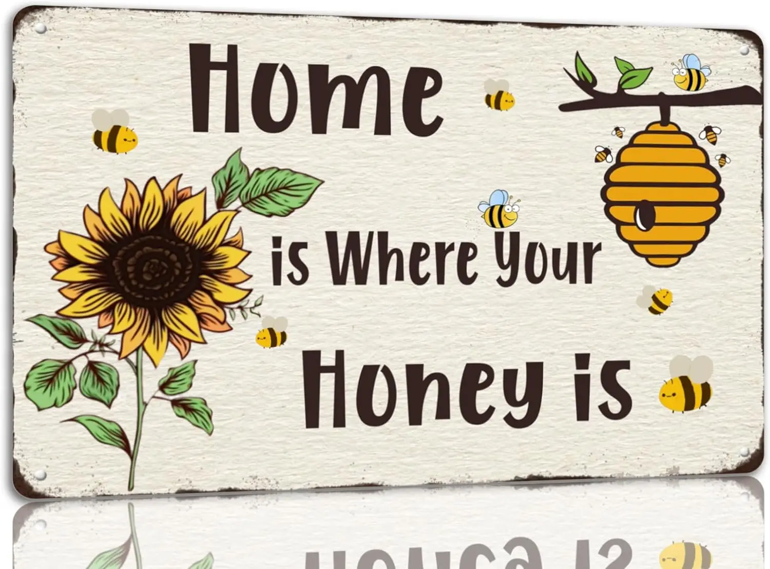 

Home Is Where Your Honey Is Metal Tin Sign Sunflower Signs Funny Bee Decor Signs For Cafe Bar Kitchen 8x12 Inch