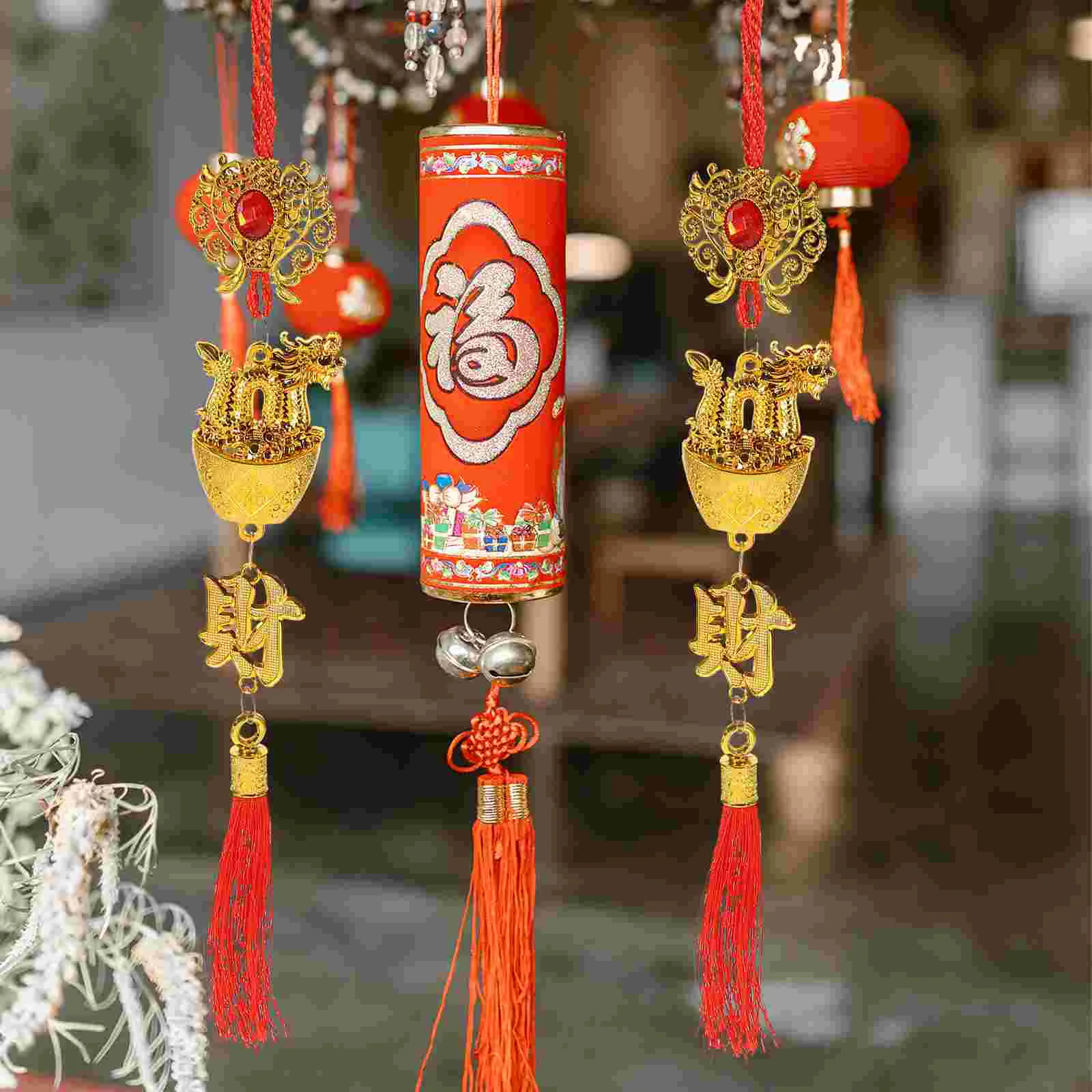 

10Pcs New Year Tassel Dragon Pendant Bonsai Decoration Wall Window Spring Festival Ornament Mixed Style