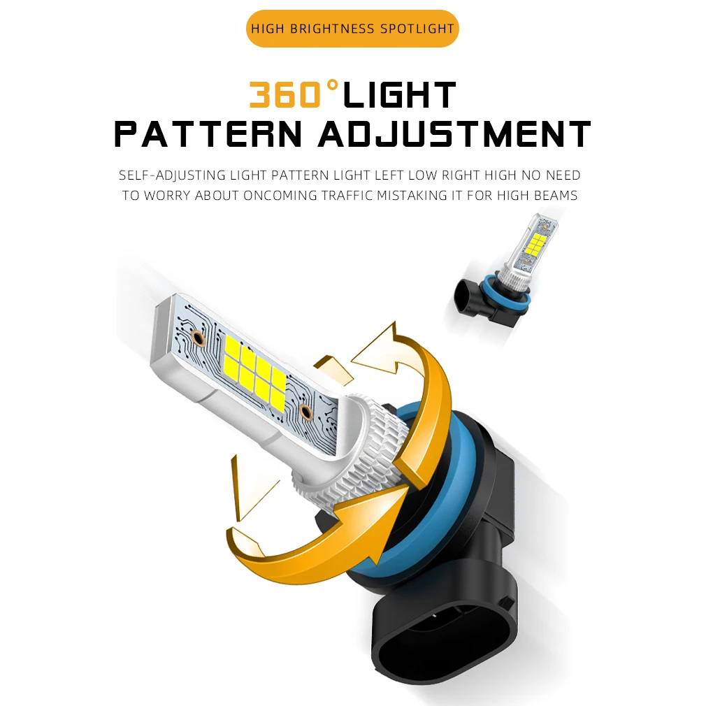 S&D 2개입 H11 H8 LED 라이트 9005 HB3 9006 HB4 자동차 안개등 15000LM 30W LED 램프 초고휘도 주행등 5200K 화이트
