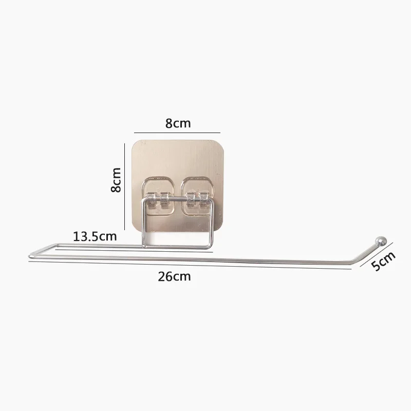 מחזיק מגבות נייר נירוסטה עם דבק, מחזיק נייר טואלט ללא חורים, מדף אחסון ארוך למטבח ולחדר האמבטיה