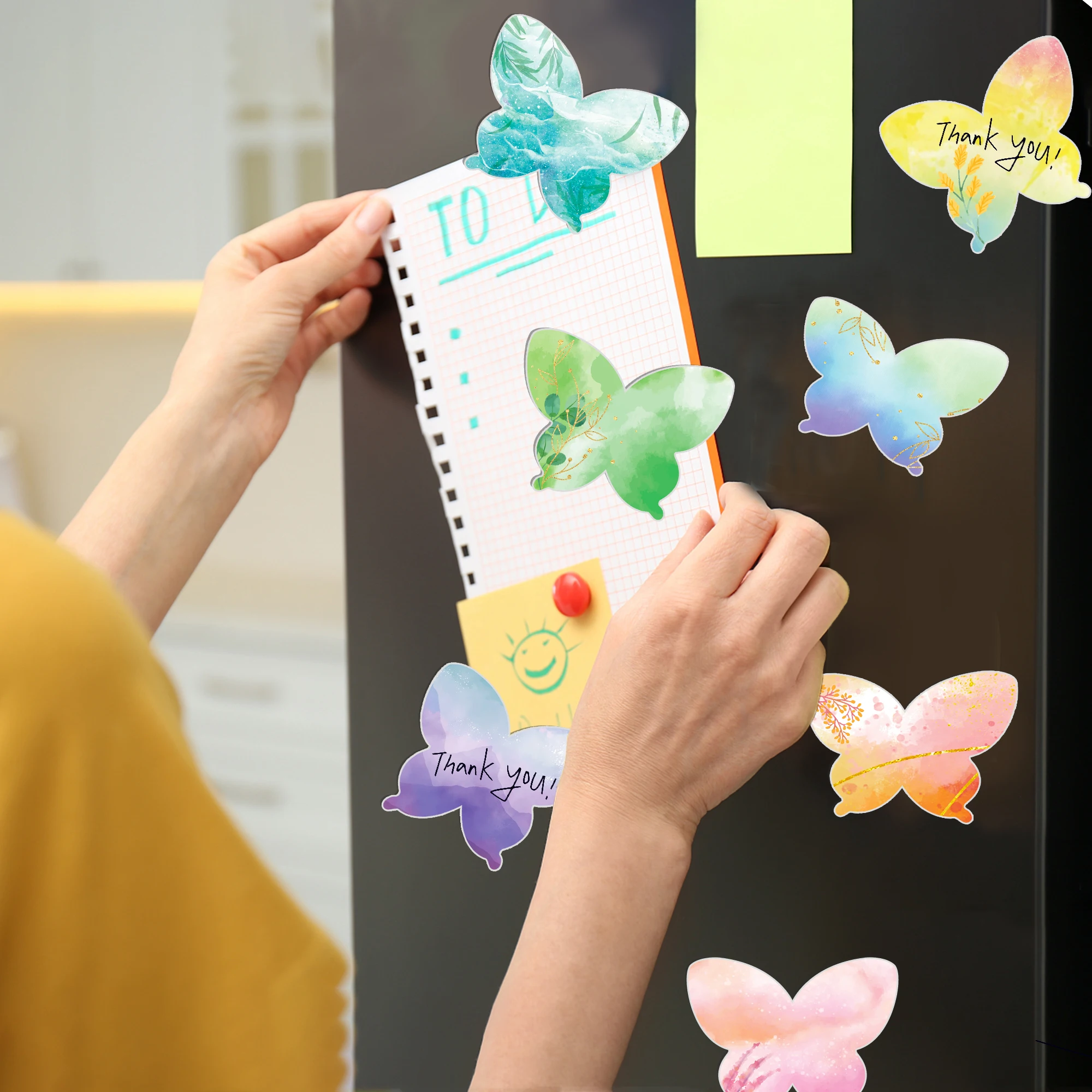 Butterfly Shaped Sticky Notes Set, Cute Self-Stick Notes Pads, Writing Memo Pads for Office Home 4