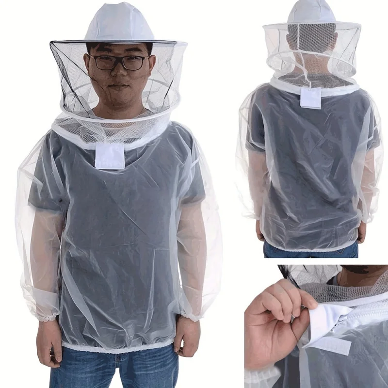 Breathable Durable Men's Beekeeper Suit Professional Transparent Protective Jacket with Hooded Veil for Safe Beekeeping beekeeping suit beekeeping clothing