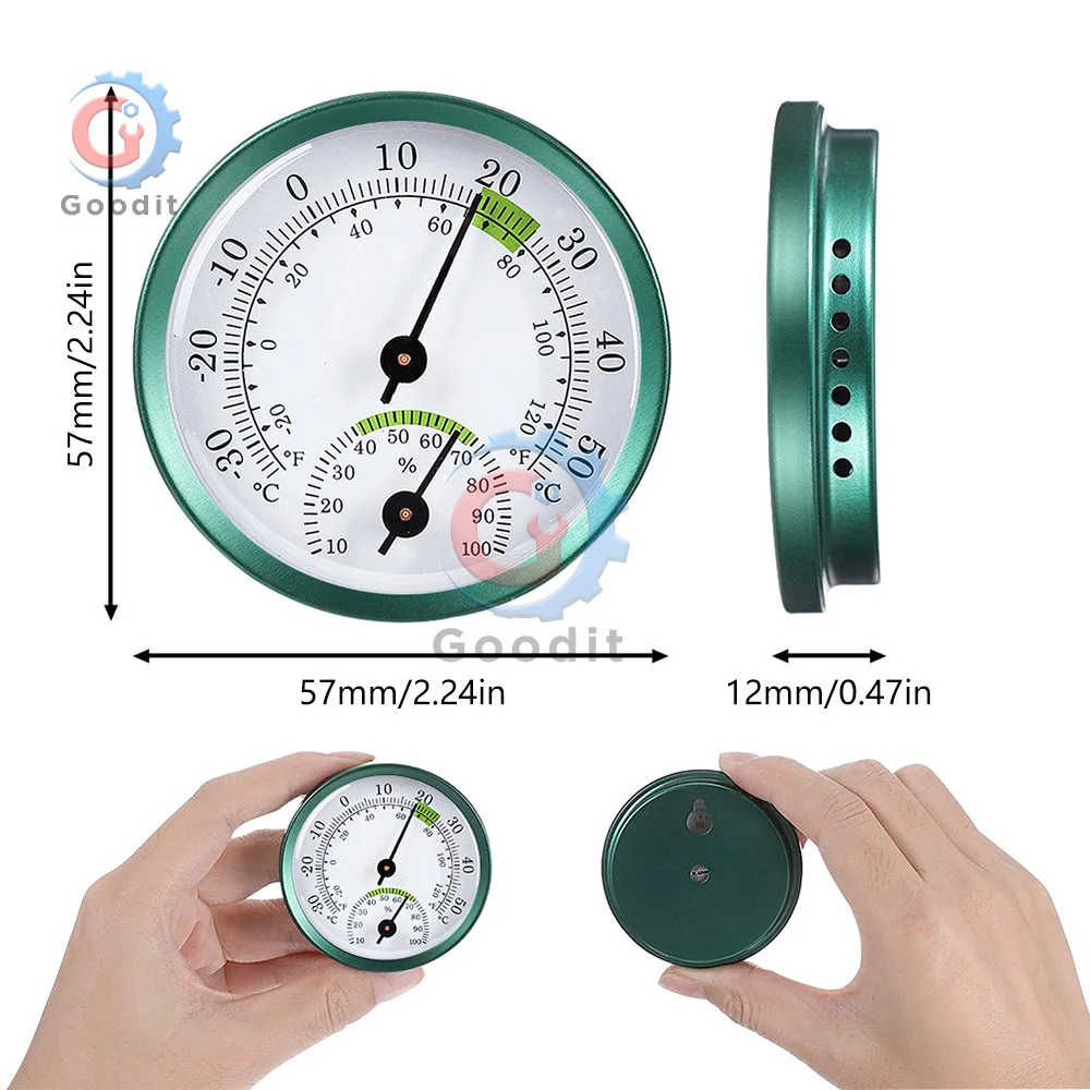 Thermometer Hygrometer 2-in-1 Stainless Steel Thermometer Hygrometer Wall-mounted Auto Measure Thermometer for Home Office Temperature Humidity Meter