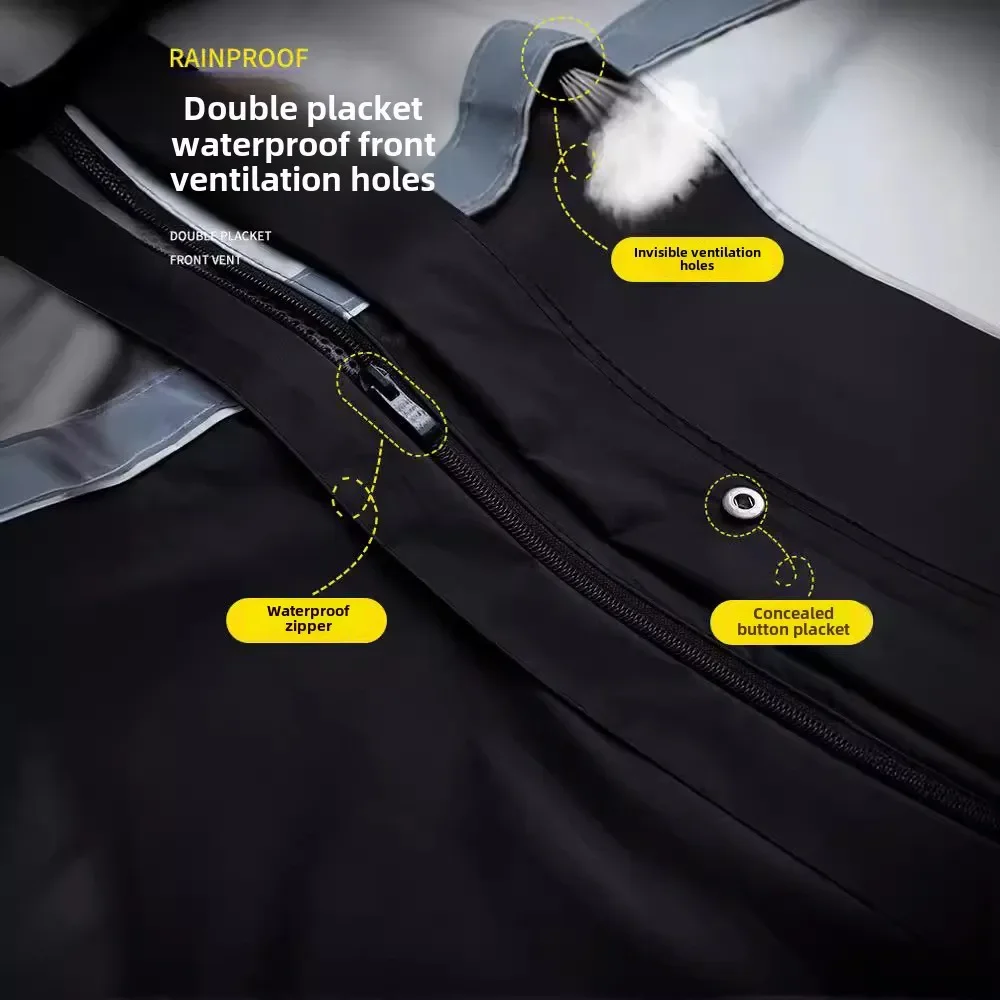 Men's Waterproof Riding Motorcycle Raincoat Fashion Thickened Split Rainwear Color Matching Sports Fishing Riding Raincoat Suit