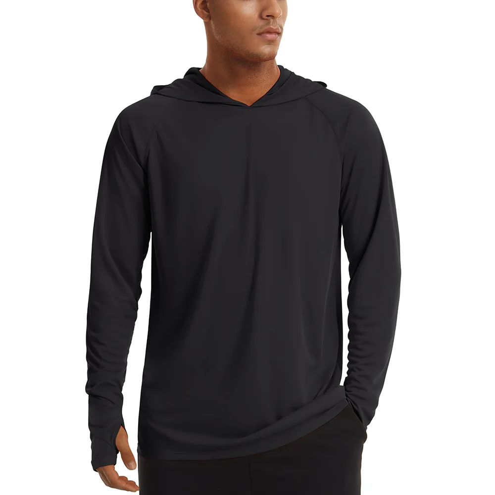 TACVASEN UPF 50+ Hooded T-Shirts Mens Sun Protection Long Sleeve Quick Dry T shirts Outdoor Sports Running Hoodies Pullover Tops