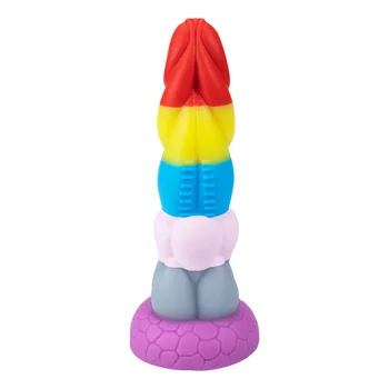9 Inch Liquid Silicone Realistic Rainbow Colorful Sex Toys Soft Rubber Cock Anal Dildo Penis For Women Lesbian Masturbator 4