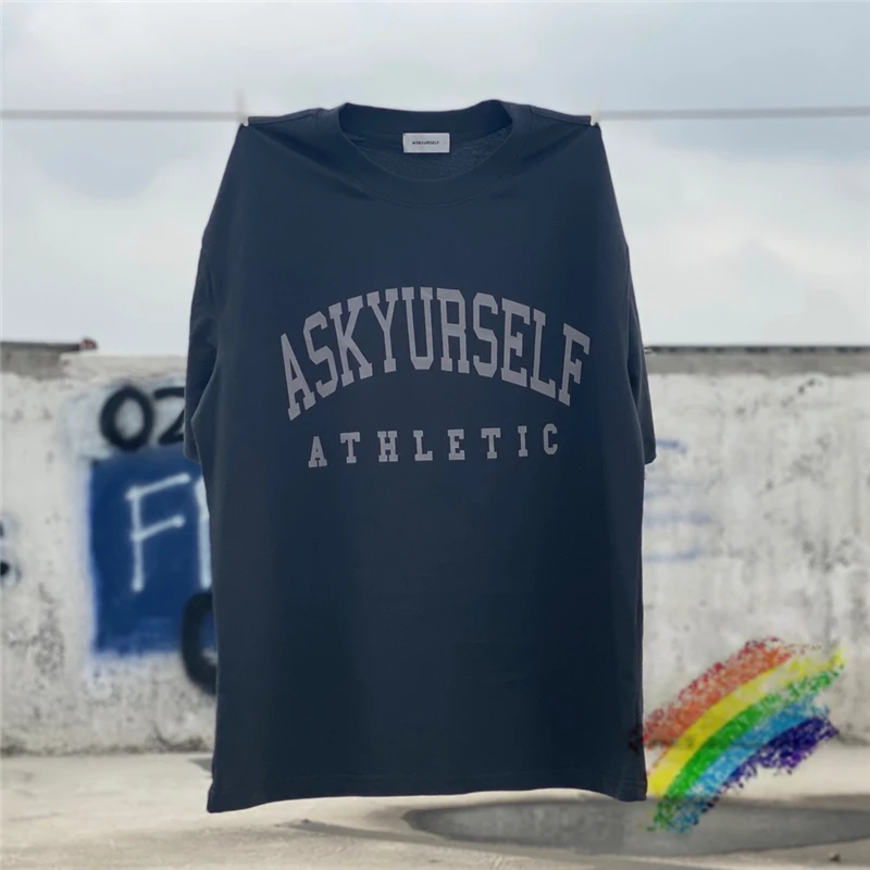 2022ss ASKYURSELF T-shirt Men Women 1:1 Make Old High Street Letter Print ATHLETIC Tee Tops Oversized |