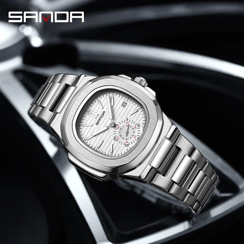 SANDA Casual Business Digital Fashion Quartz Wristwatches Male white Clock Men Luxury Watch Automatic Watches Mens Montre Homme