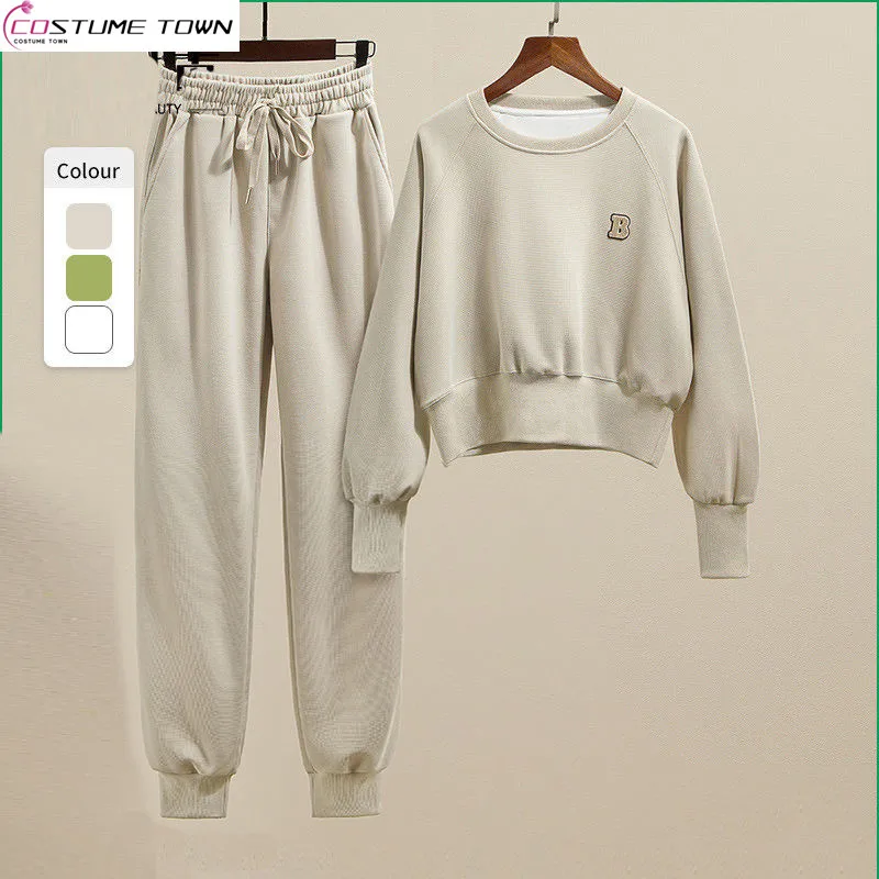 2023 Korean New Women's Foreign Trade Sports Set Women's Spring Wear New Fashion Academy Style Women's Two Piece Set elmsk hot selling men s spring and autumn nordic version for foreign trade trendy and versatile casual pants youth cotton slim