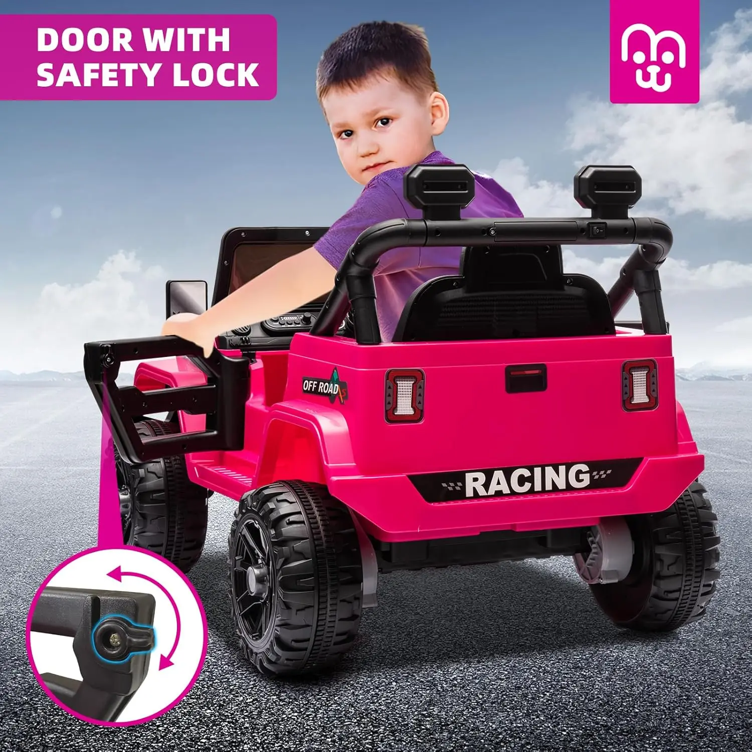 12V Kids Electric Ride on Truck Car Remote Control, Twin 35W Motors 3.5MPH Max Speed, Bluetooth USB Music Player, 4 Wheels