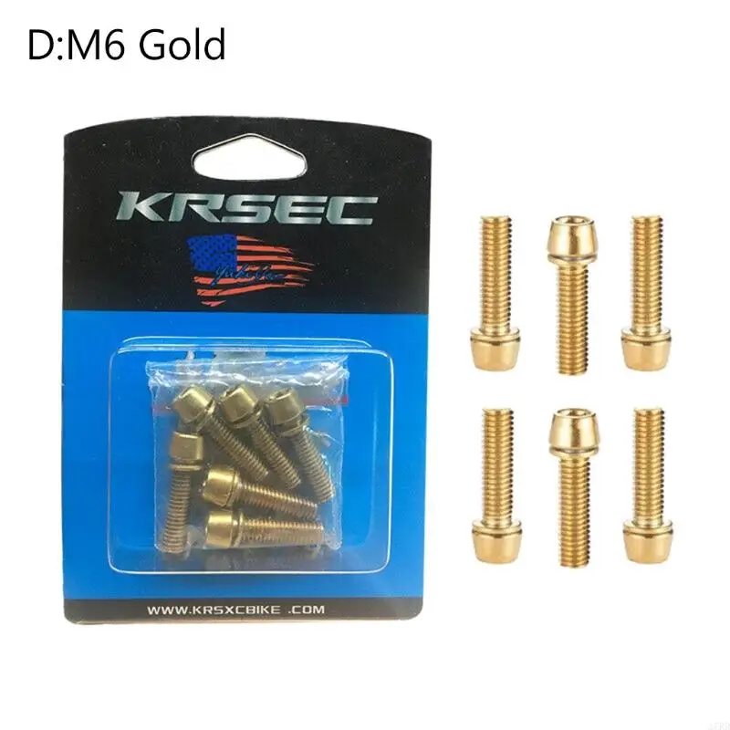 27RD 6pcs MTB Road Bike Stem Screws Handlebar for Titanium Plated Bolts with Washer Cycling Accessories