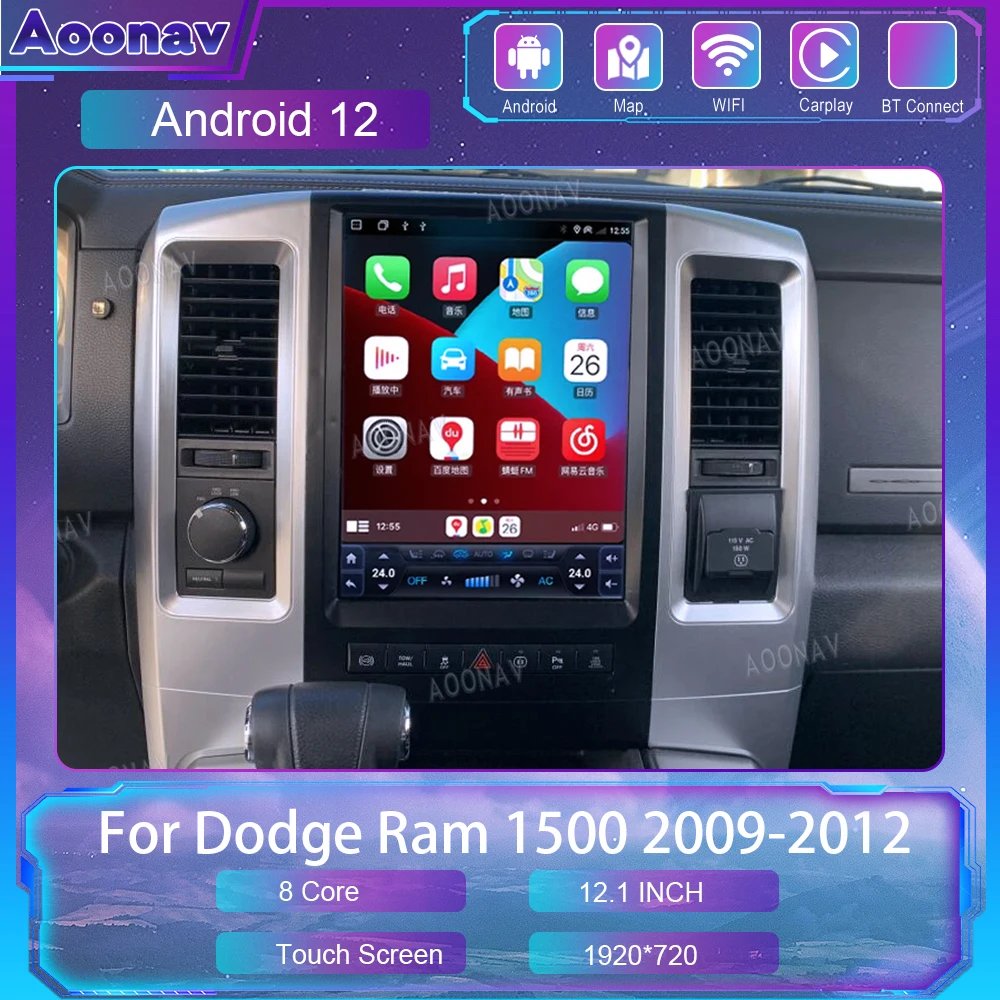 

12.1 Inch Android 12 Car Radio For Dodge Ram 1500 2009 2010 2011 2012 Tesla GPS Navigation Multimedia Video Player Stereo Unit