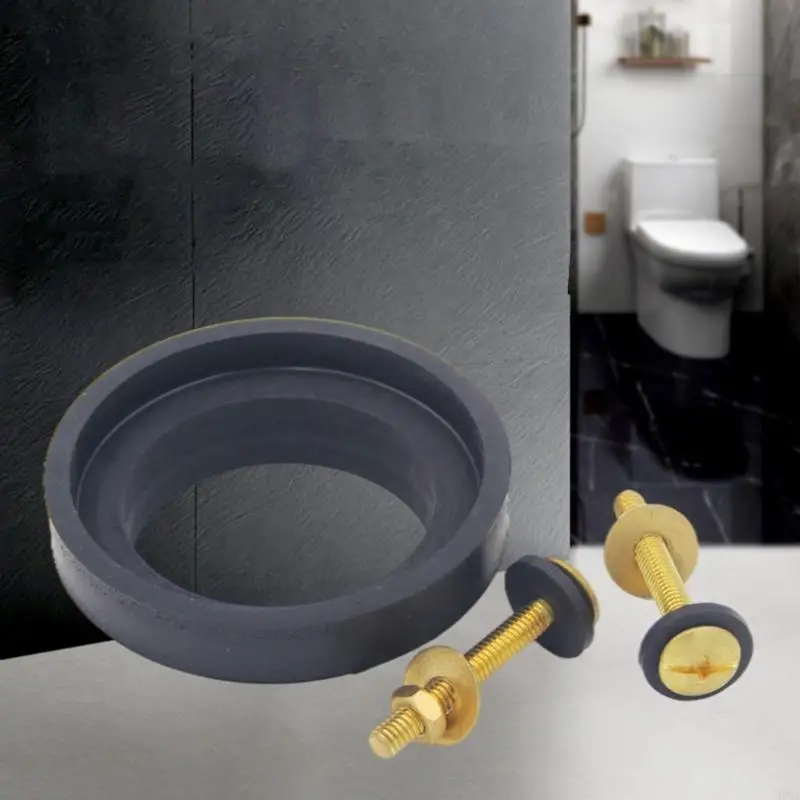 G88A 1 Set Universal Toilet for Tank To Bowl Repair Sealing Gasket with 2pcs Brass Bolts Hardware for Flush Valve
