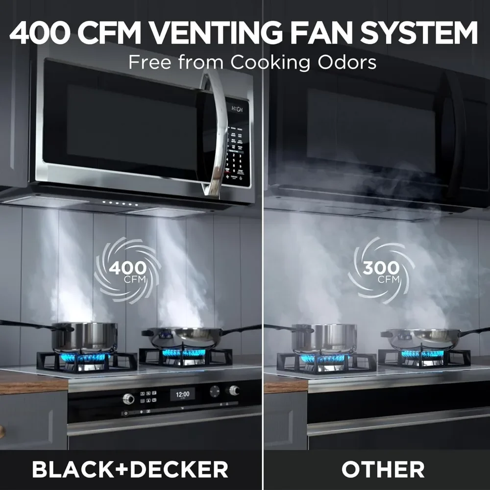 er The Range Microwave Oven with One Touch, 1000 Watts, 400 CFM and Sensor Cooking, OTR 1.9 Cu.ft 3