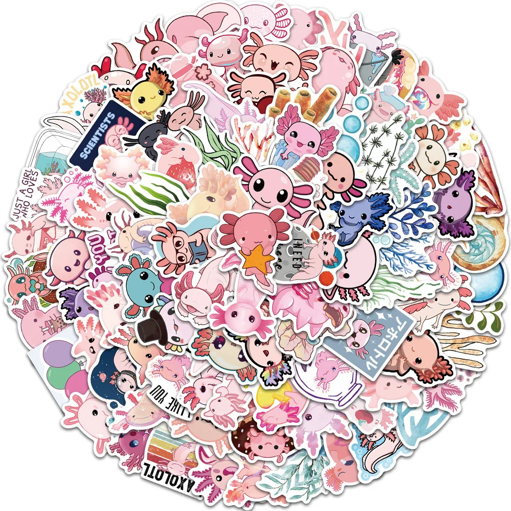 

10/30/50/100pcs Kawaii Axolotl Cartoon Stickers Decal Graffiti DIY Diary Scrapbook Tablet Laptop Waterproof Sticker for Kids Toy