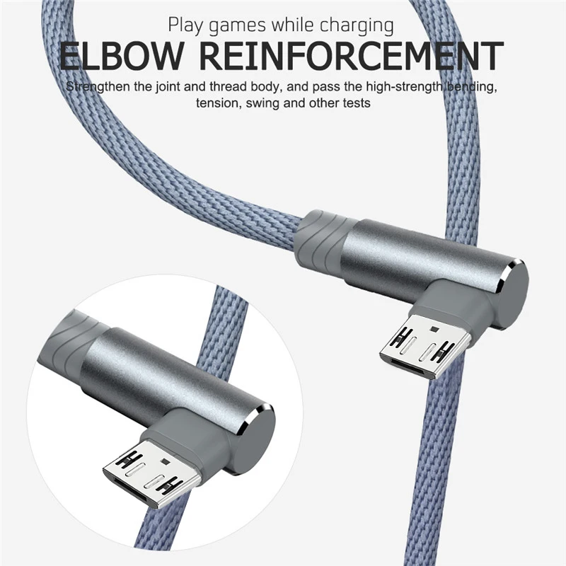 Fast Charging USB Micro Cable with 90-Degree Elbow Design