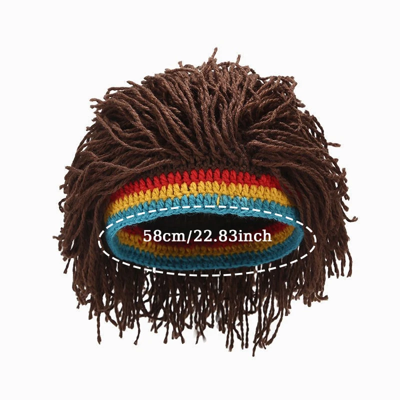Unisex Synthetic Wig Beanie Caps Hairpiece Handmade Braided Crochet Hat Rasta Jamaica Hip Hop Style Hat for Cosplay&Party Use