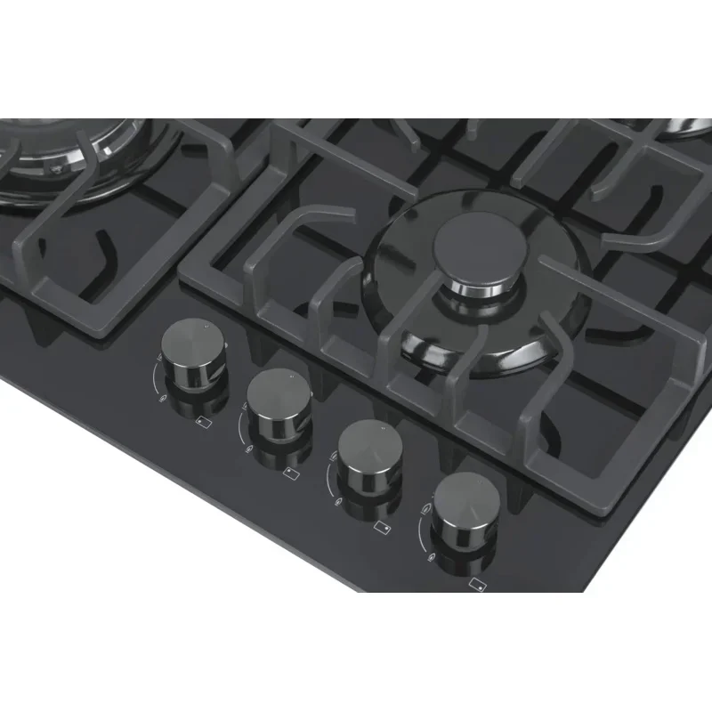 QJ24" Empava Gas Stove Cooktop 4 Italy Sabaf Sealed Burners NG/LPG Convertible Tempered Glass in Black,24 Inch