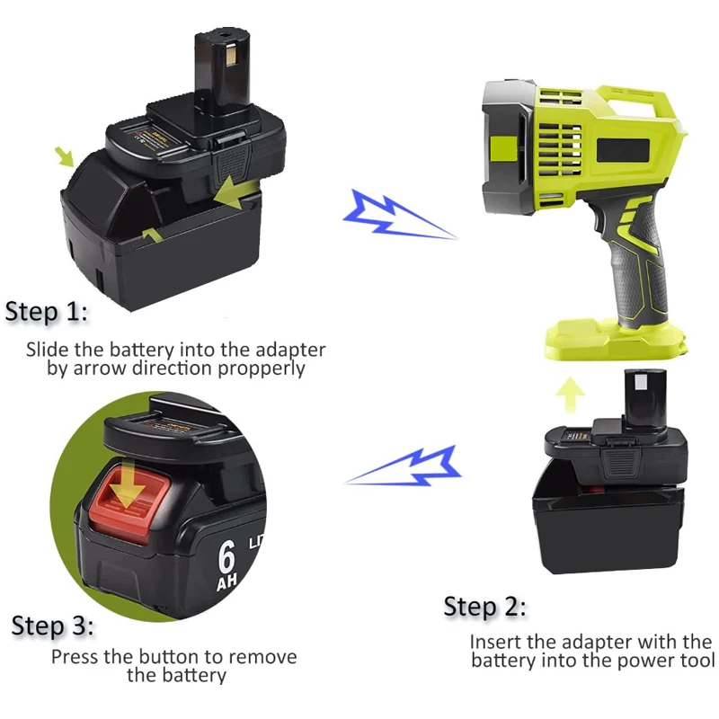 DM18RL Battery Converter Adapter for Dewalt/Milwaukee 20V Li-Ion Convertor for RYOBI 18V Lithium&Ni-NH&Ni-CD Battery