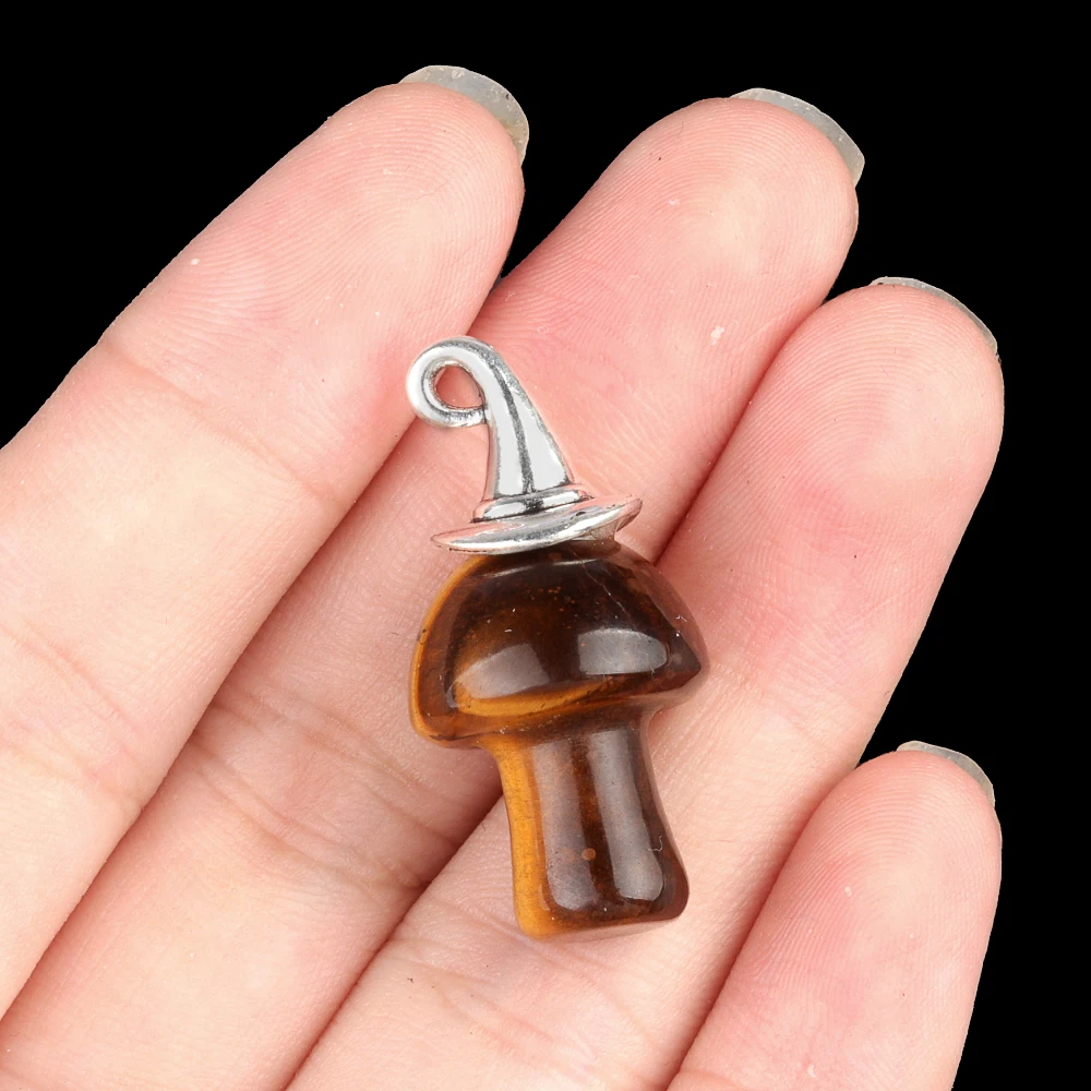 15x20mm natürlicher Pilz mit Kappen kristallen Achat Jade Stein Anhänger Charms für Schmuck machen DIY Halskette Ohrringe Halloween – Detail 9