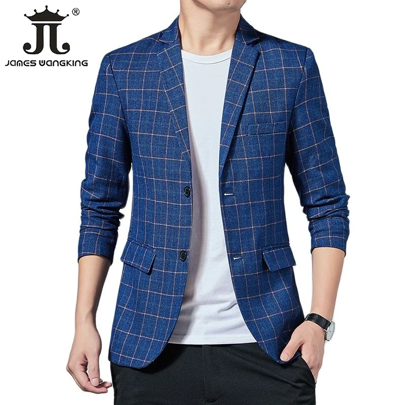 High-end Brand Boutique Plaid Formal Business Office Men's Slim Blazer Male Suit Jacket Groom Wedding Party Dress