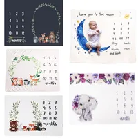 Flannel Baby Milestone Blanket Newborn Photo Background Infants Monthly Growth Towel Swaddle Baby Photograph Props