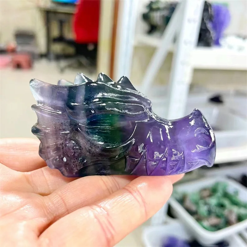 

Статуэтка из натурального фиолетового флюорита с головой дракона, 7,5 см