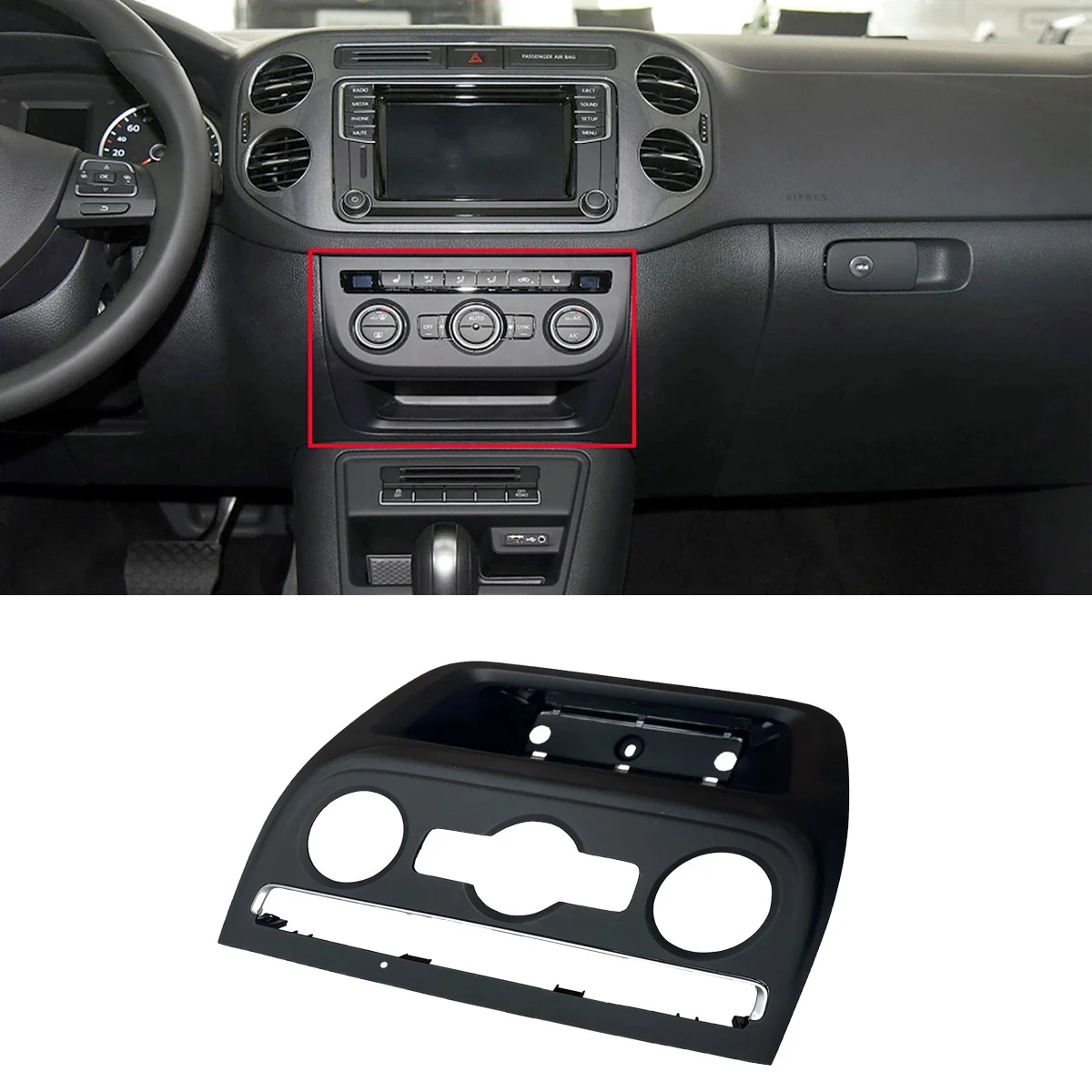 Front Air Conditioning Dash Trim Control Cover for Tiguan 2011-
