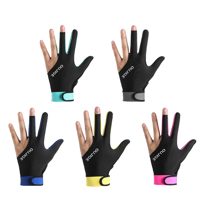 Billiards Gloves Billiards Glove Left Hand Three Finger Non Slip Stickers Elasticity Billiard Training Gloves Accessories