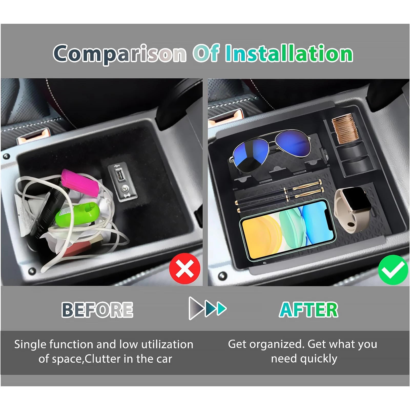 For Volkswagen Arteon Passat B8 2016-2020 2021 2022 2023 Center Console Organizer Tray Armrest Storage Box Interior Accessories 3