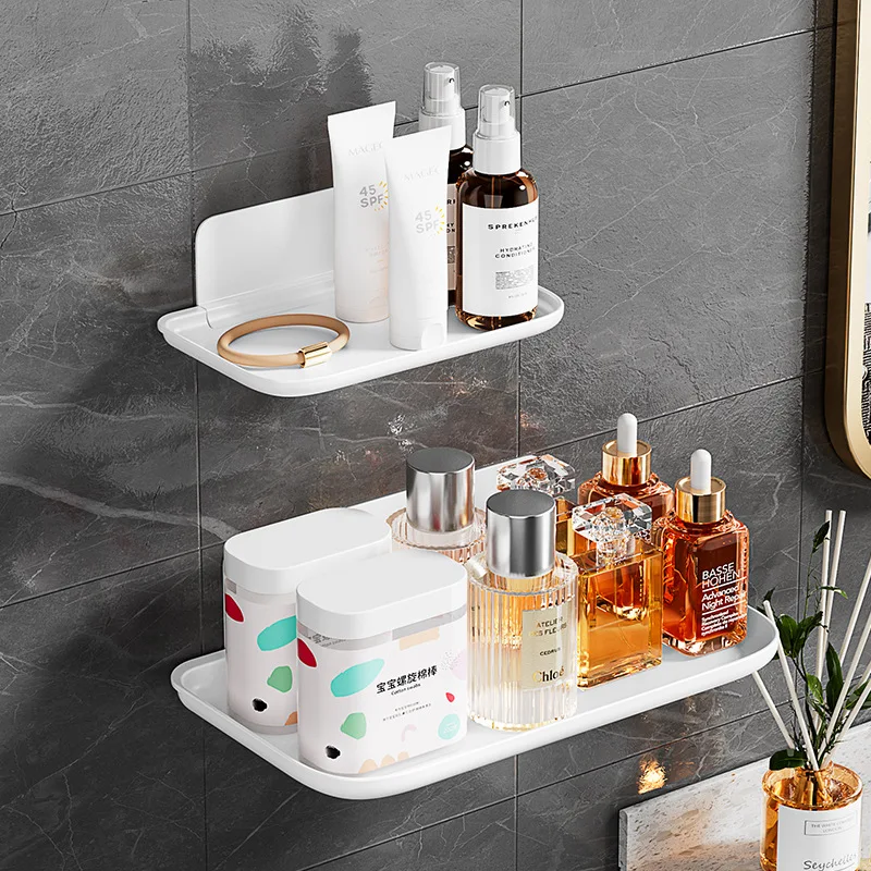 Folding Wall Mounted Shelf Saving Space Foldable Storage Rack Punch-Free Phone Holder Wifi Router Storage Tray BathroomOrganizer 5