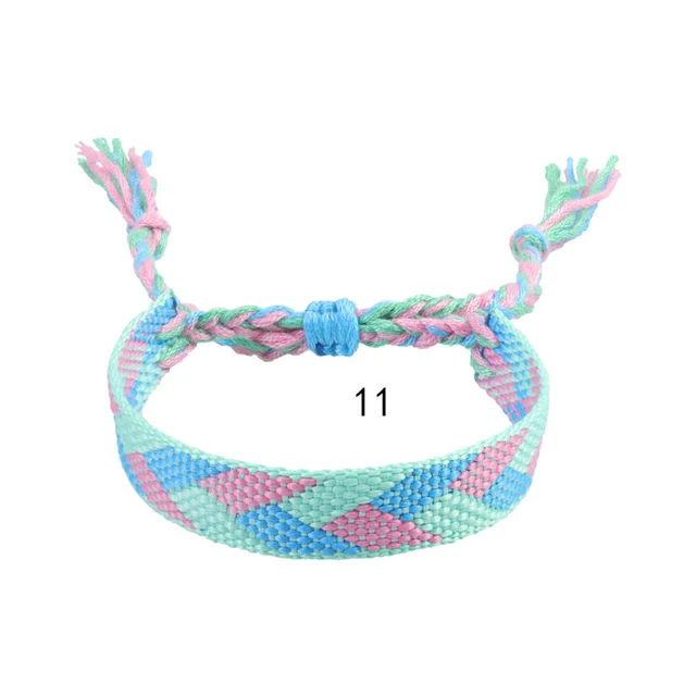Boho tissé broderie amour poignet tricoté Bracelets d'enveloppement corde à la main tissage tressé glands ethnique femmes hommes bijoux