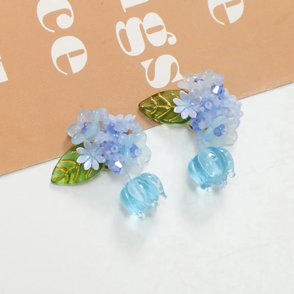 5PCS Handwoven Flower Cluster Tulip Bud Beaded Charm Hollow Back Setting DIY Jewelry Hair Clip Brooch Accessories Festival Gift