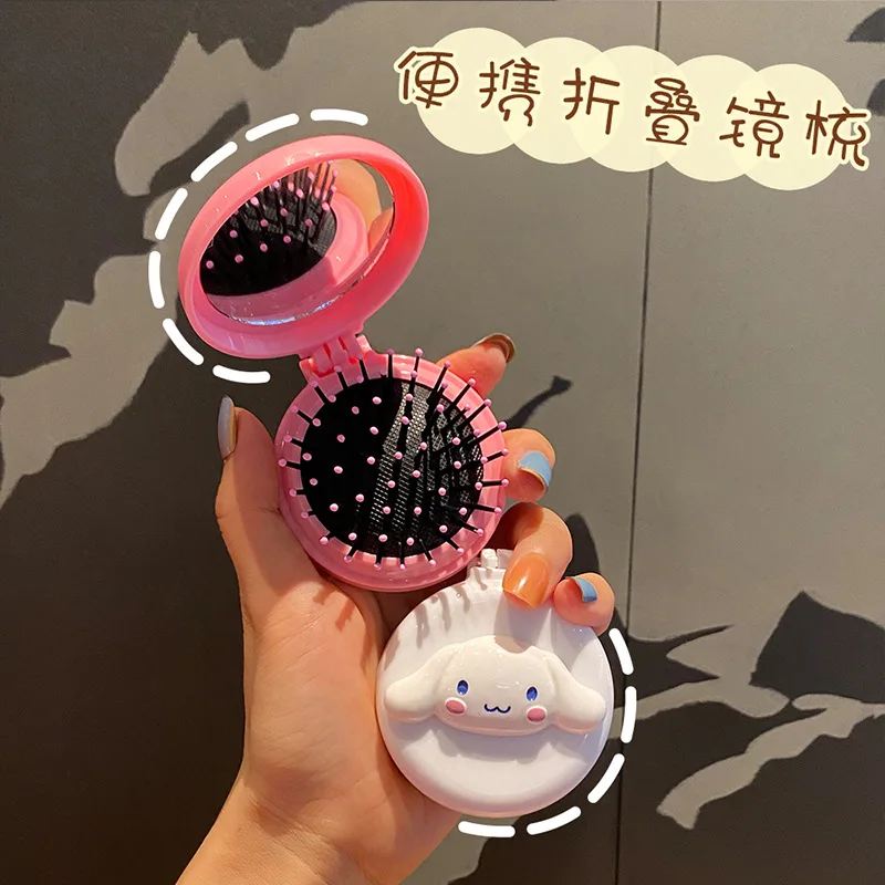 Kawaii sanrio feminino hello kitty espelho mesa banheiro maquiagem mirro  vaidade menina spa salão de beleza pente de cabelo conjunto 360 ° rotação  natal - AliExpress
