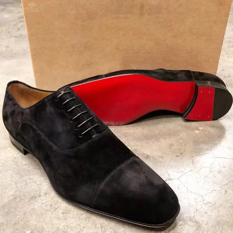 Neue rote Sohle Herren schuhe schwarze Herde Derby Schuhe atmungsaktive 