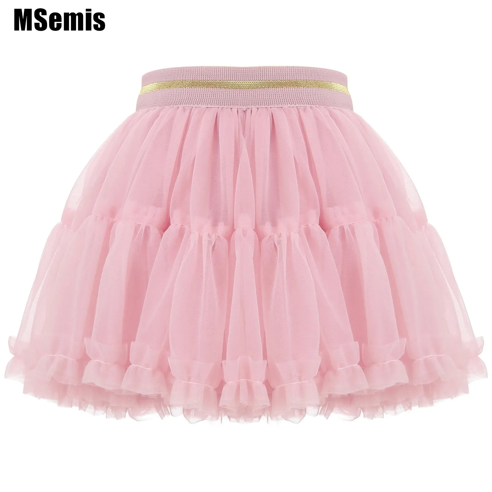 

Girls Frilly Tutu Lace Skirt Elastic Waistband Layered Tulle Skirts for Birthday Party Photography Wedding