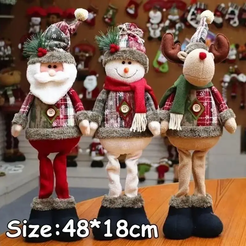 Santa Claus Snowman Standing Doll Christmas Telescopic Doll Window Display Home Festival Party Decoration Christmas Gifts