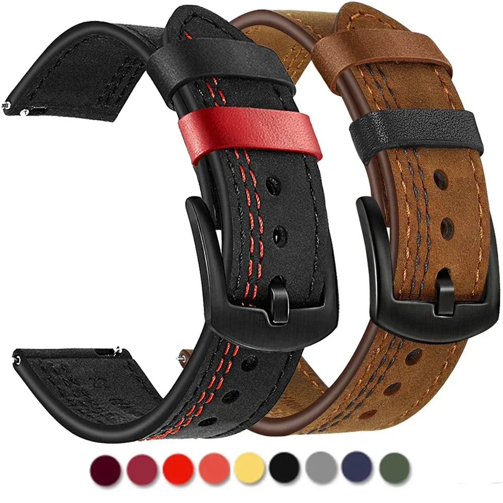 Premium Leather Watch Band - Elegant Strap in 20mm/22mm Options