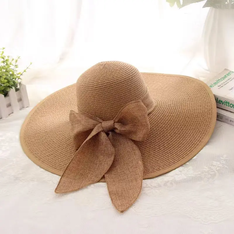 HomeSoGood Cappello In Paglia Da Donna - Fedora A Tesa Larga, Beige, Per Spiaggia E Tempo Libero, Taglia Unica