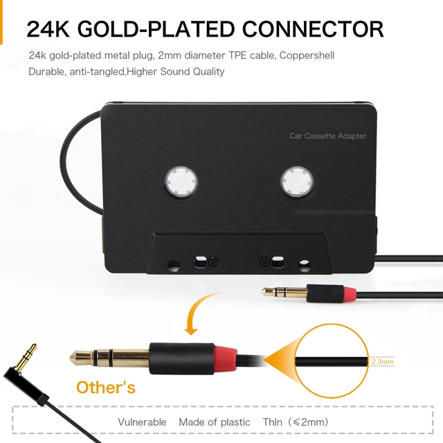 Convenient Enjoy Music Universal For MP3 AUX Cable CD Player Tape Player  3.5mm Jack Plug Car Tape Converter Cassette Audio Converter Cassette  Cassette Tape Adapter