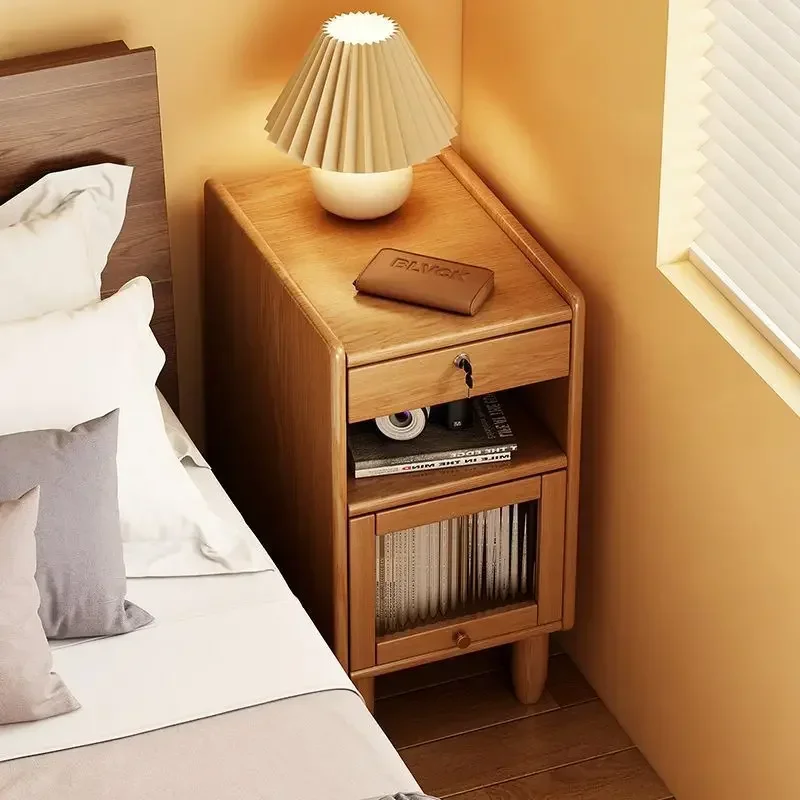 

SH 2023 Year New Aoliviya Official New Solid Wood Bedside Cabinet Simple Modern Ultra Narrow Bedroom Bedside Cabinet Household S