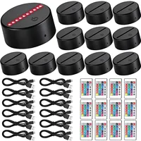 12 Pcs 3D Night LED Light Lamp Base 16 Colors Decorative Light Show Display Stand with Remote USB Cable for Acrylic Resin Glass 1
