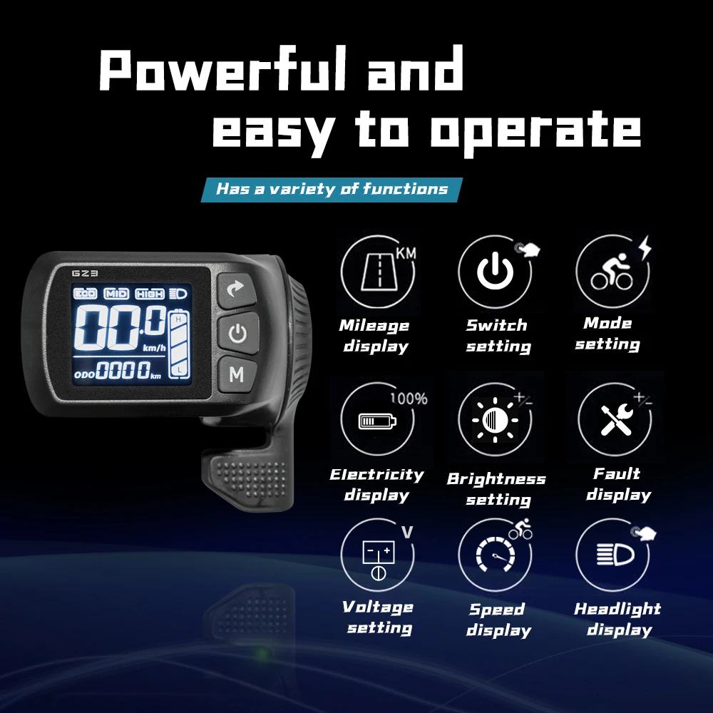 Kunray Display GZ3 mit Daumenanzeige Ebike Scooter Controller für Motor 24V-48V 350W E-Bike Teile Zubehör – Detail 14