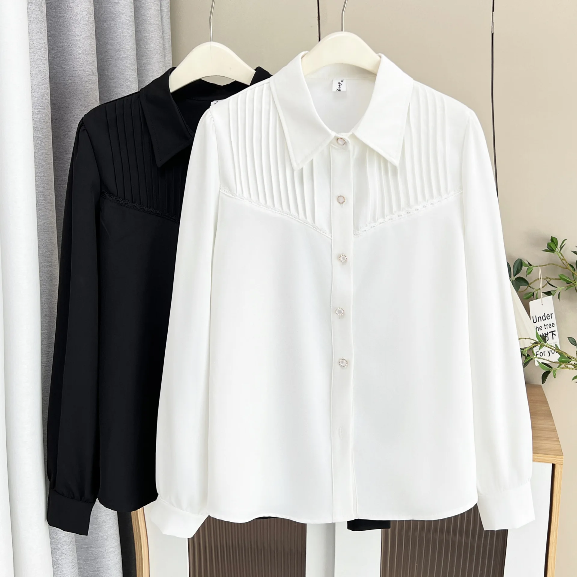 Plus Size Women's Blouses 2025 Autumn New Style Fashionable And Stylish Patchwork Fold Long Sleeved non-ironing Business Shirts