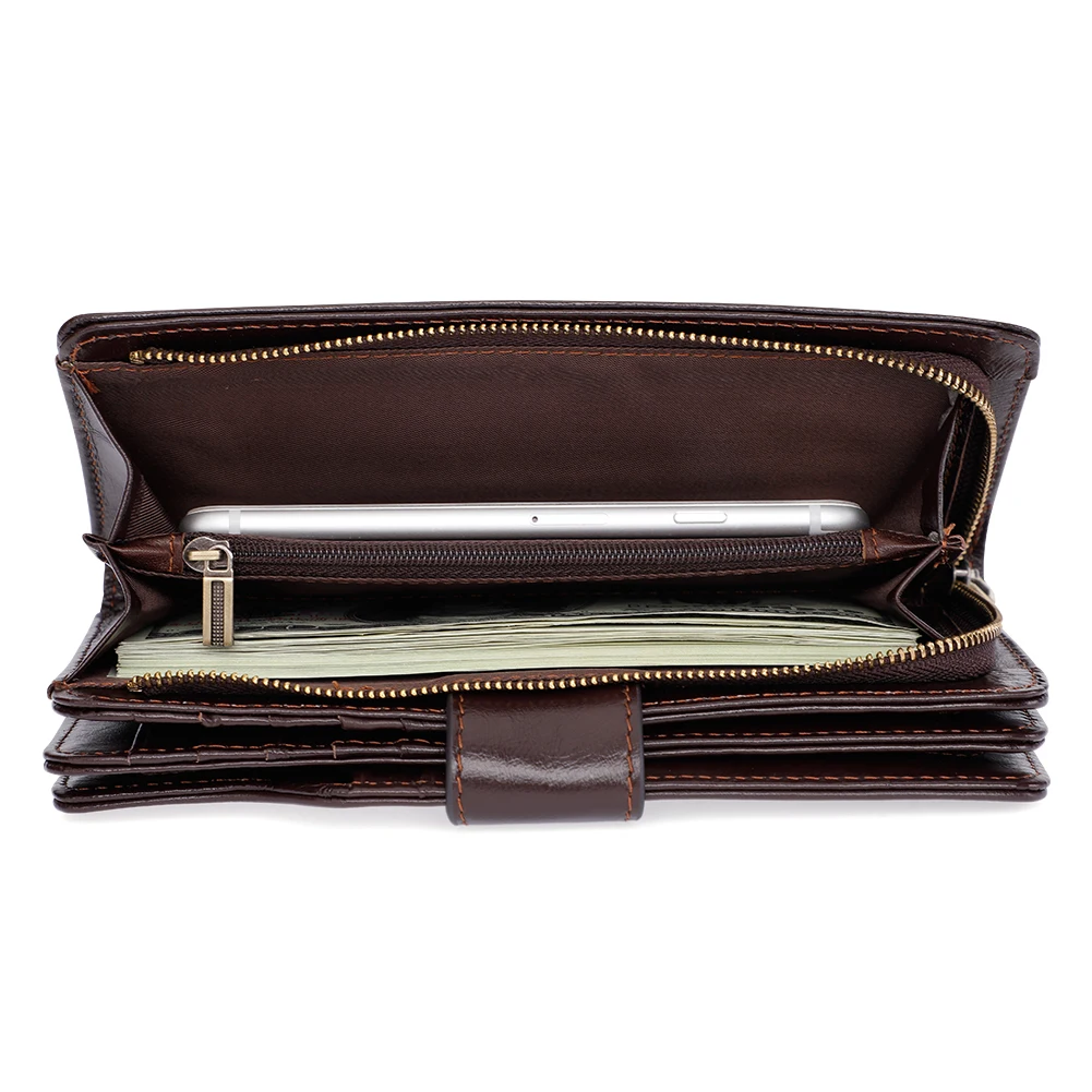 Men's Clutch bag Business Fashion Multi-card Leather Long Wallet Large Capacity First Layer Leather Clutch