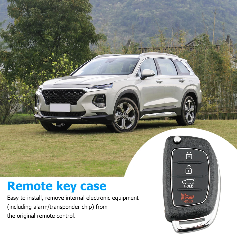 4 Buttons Remote Key Fob Cover Black Remote Control Key Cover Keyless Entry Shell for Hyundai Tucson Santa Fe IX45 Sonata I40